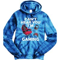 Funny Gamer Gift Headset Can't Hear You I'm Gaming Vintage Gift Tie Dye Hoodie