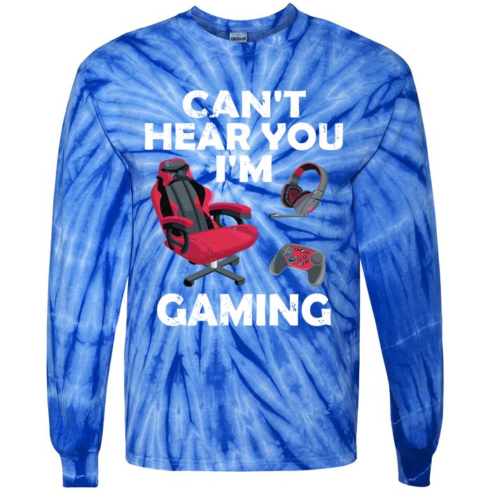 Funny Gamer Gift Headset Can't Hear You I'm Gaming Vintage Gift Tie-Dye Long Sleeve Shirt