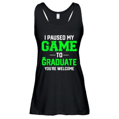 Funny Gamer Graduate Graduation I Paused My Game To Graduate Video Gamer Ladies Essential Flowy Tank