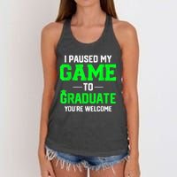 Funny Gamer Graduate Graduation I Paused My Game To Graduate Video Gamer Women's Knotted Racerback Tank