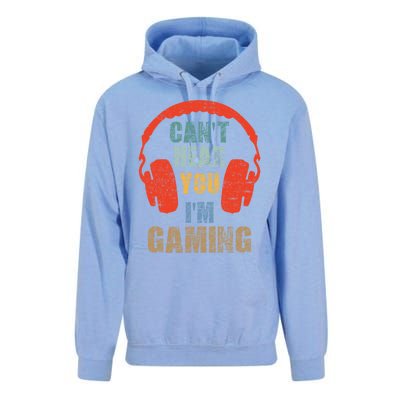 Funny Gamer Gift Headset Can't Hear You I'm Gaming Vintage Gift Unisex Surf Hoodie