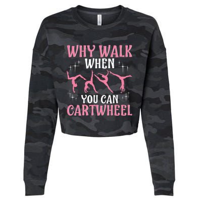 Funny Gymnastics Gymnast Gift For Girl Women Cool Cartwheel Cropped Pullover Crew