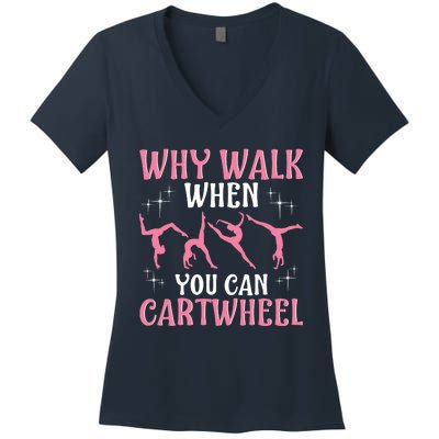 Funny Gymnastics Gymnast Gift For Girl Women Cool Cartwheel Women's V-Neck T-Shirt