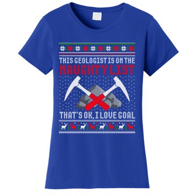 Funny Geologist Geology Ugly Christmas Sweater Naughty List Gift Women's T-Shirt