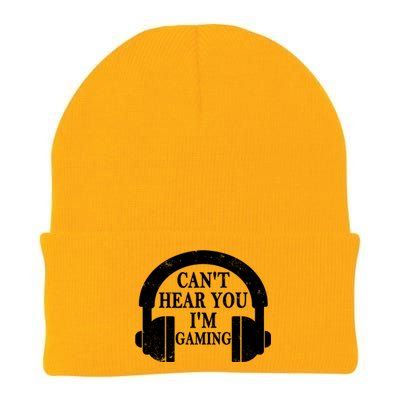 Funny Gamer Gift Headset Can't Hear You I'm Gaming Vintage Gift Knit Cap Winter Beanie