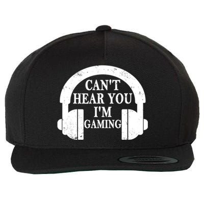 Funny Gamer Gift Headset Can't Hear You I'm Gaming Vintage Gift Wool Snapback Cap