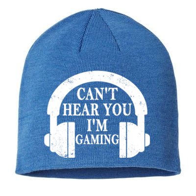 Funny Gamer Gift Headset Can't Hear You I'm Gaming Vintage Gift Sustainable Beanie