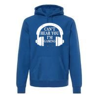 Funny Gamer Gift Headset Can't Hear You I'm Gaming Vintage Gift Premium Hoodie