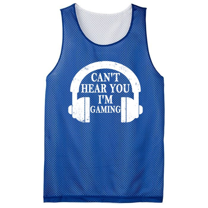 Funny Gamer Gift Headset Can't Hear You I'm Gaming Vintage Gift Mesh Reversible Basketball Jersey Tank