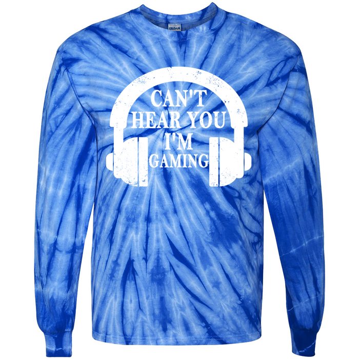 Funny Gamer Gift Headset Can't Hear You I'm Gaming Vintage Gift Tie-Dye Long Sleeve Shirt