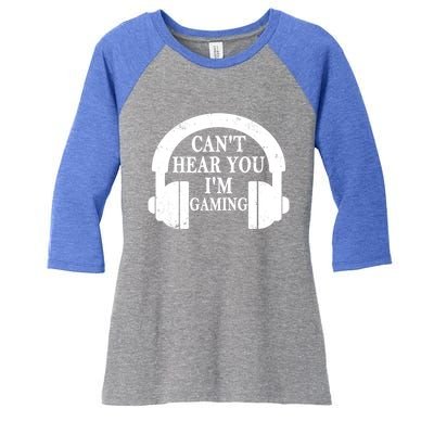 Funny Gamer Gift Headset Can't Hear You I'm Gaming Vintage Gift Women's Tri-Blend 3/4-Sleeve Raglan Shirt