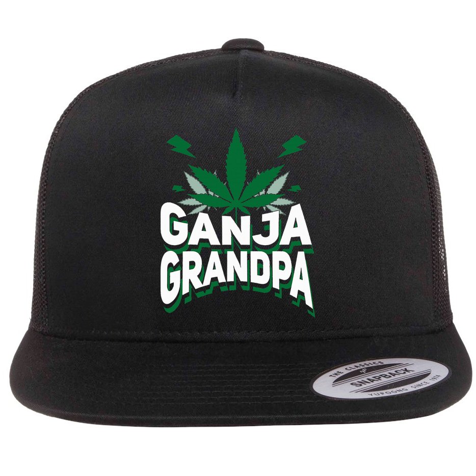 Funny Ganja Grandpa Weed Marijuana Flat Bill Trucker Hat