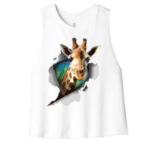 Funny Giraffe, Giraffe Lover Women's Racerback Cropped Tank