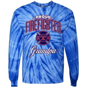 Firefighter Grandpa Gift Tie-Dye Long Sleeve Shirt