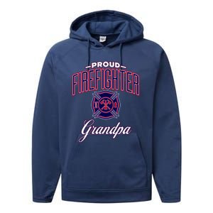 Firefighter Grandpa Gift Performance Fleece Hoodie