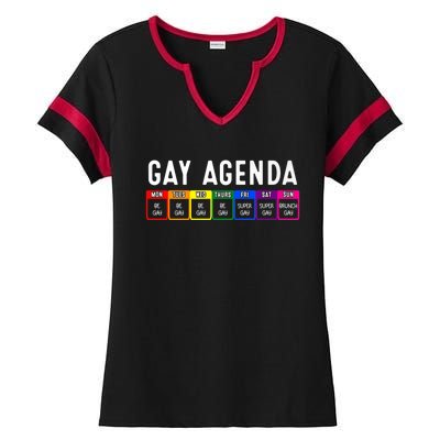 Funny Gay Gift Lgbt Pride Feminist Agenda Homo Great Gift Ladies Halftime Notch Neck Tee