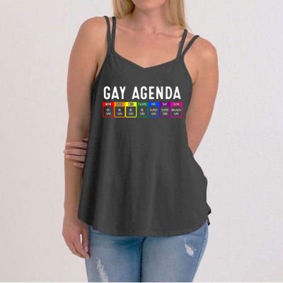 Funny Gay Gift Lgbt Pride Feminist Agenda Homo Great Gift Women's Strappy Tank