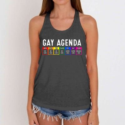 Funny Gay Gift Lgbt Pride Feminist Agenda Homo Great Gift Women's Knotted Racerback Tank