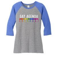 Funny Gay Gift Lgbt Pride Feminist Agenda Homo Great Gift Women's Tri-Blend 3/4-Sleeve Raglan Shirt