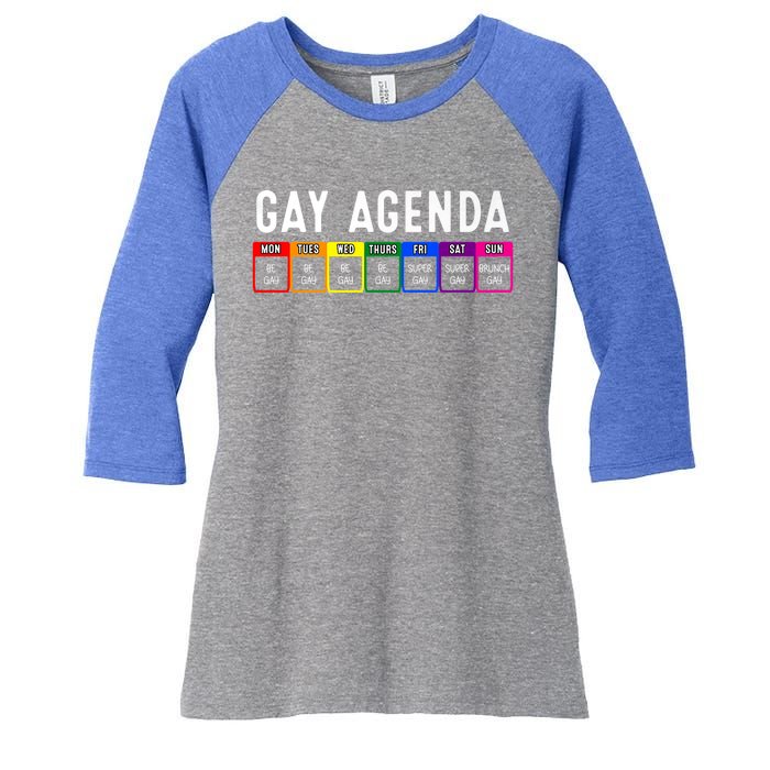 Funny Gay Gift Lgbt Pride Feminist Agenda Homo Great Gift Women's Tri-Blend 3/4-Sleeve Raglan Shirt