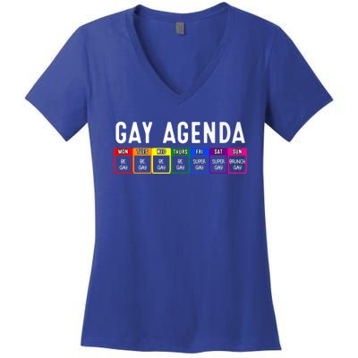 Funny Gay Gift Lgbt Pride Feminist Agenda Homo Great Gift Women's V-Neck T-Shirt