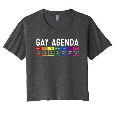 Funny Gay Gift Lgbt Pride Feminist Agenda Homo Great Gift Women's Crop Top Tee