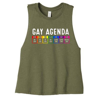 Funny Gay Gift Lgbt Pride Feminist Agenda Homo Great Gift Women's Racerback Cropped Tank