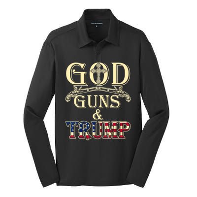 Funny God Guns And Trump 2nd Amendment Gift Silk Touch Performance Long Sleeve Polo