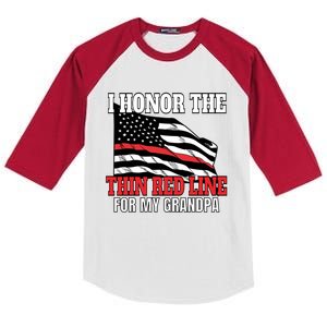 Firefighter Granddaughter Grandson Support Grandpa Funny Gift Kids Colorblock Raglan Jersey