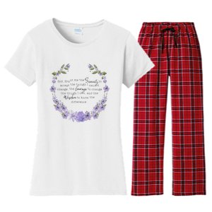 Floral God Grant Me The Serenity Prayer Spiritu Women's Flannel Pajama Set