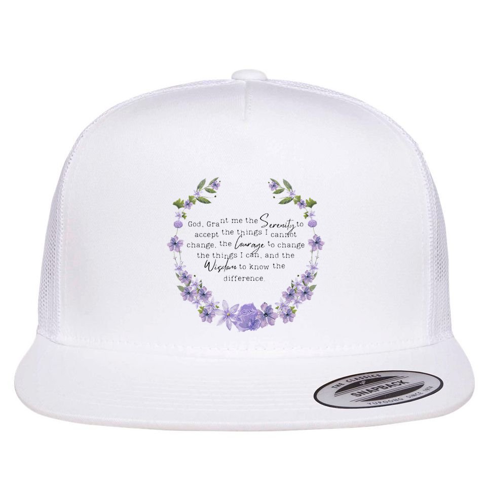 Floral God Grant Me The Serenity Prayer Spiritu Flat Bill Trucker Hat