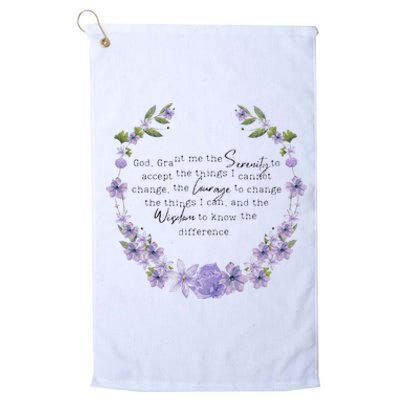 Floral God Grant Me The Serenity Prayer Spiritu Platinum Collection Golf Towel