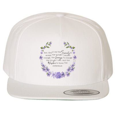 Floral God Grant Me The Serenity Prayer Spiritu Wool Snapback Cap