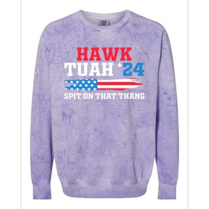 Funny Gag Gift Hawk Tush Hawk Tuah Spit On That Thang Colorblast Crewneck Sweatshirt