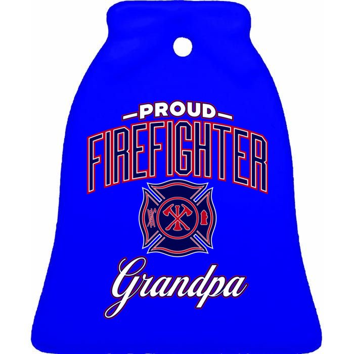 Firefighter Grandpa Gift Ceramic Bell Ornament