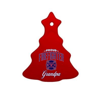 Firefighter Grandpa Gift Ceramic Tree Ornament