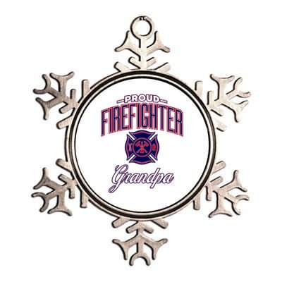 Firefighter Grandpa Gift Metallic Star Ornament