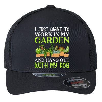 Funny Gardener Gardening Garden Enthusiast And Dog Lover Flexfit Unipanel Trucker Cap