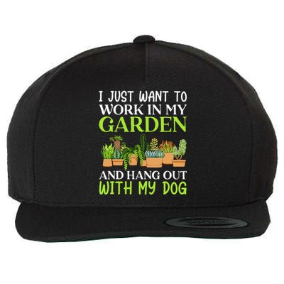 Funny Gardener Gardening Garden Enthusiast And Dog Lover Wool Snapback Cap