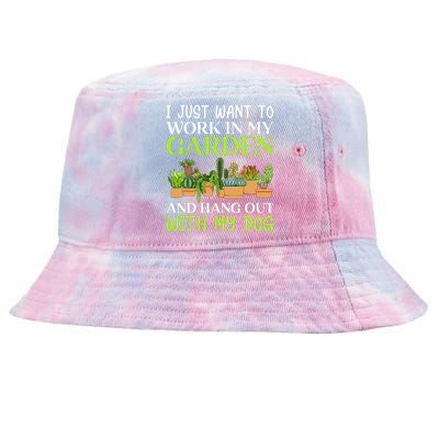 Funny Gardener Gardening Garden Enthusiast And Dog Lover Tie-Dyed Bucket Hat