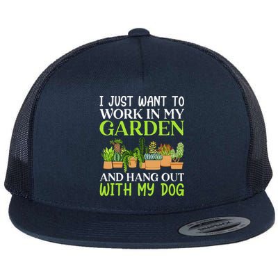 Funny Gardener Gardening Garden Enthusiast And Dog Lover Flat Bill Trucker Hat