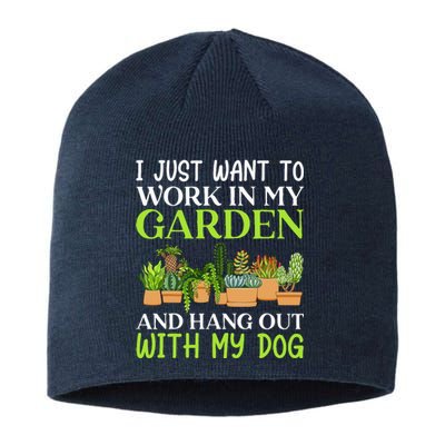 Funny Gardener Gardening Garden Enthusiast And Dog Lover Sustainable Beanie