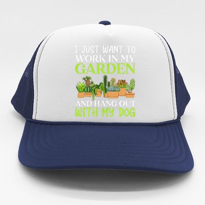 Funny Gardener Gardening Garden Enthusiast And Dog Lover Trucker Hat