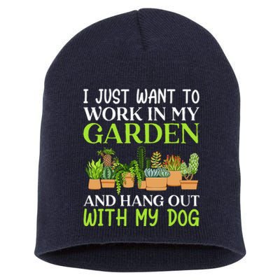 Funny Gardener Gardening Garden Enthusiast And Dog Lover Short Acrylic Beanie