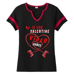 Funny Gamers Gift V Is For Video Games For Valentines Day Cute Gift Ladies Halftime Notch Neck Tee