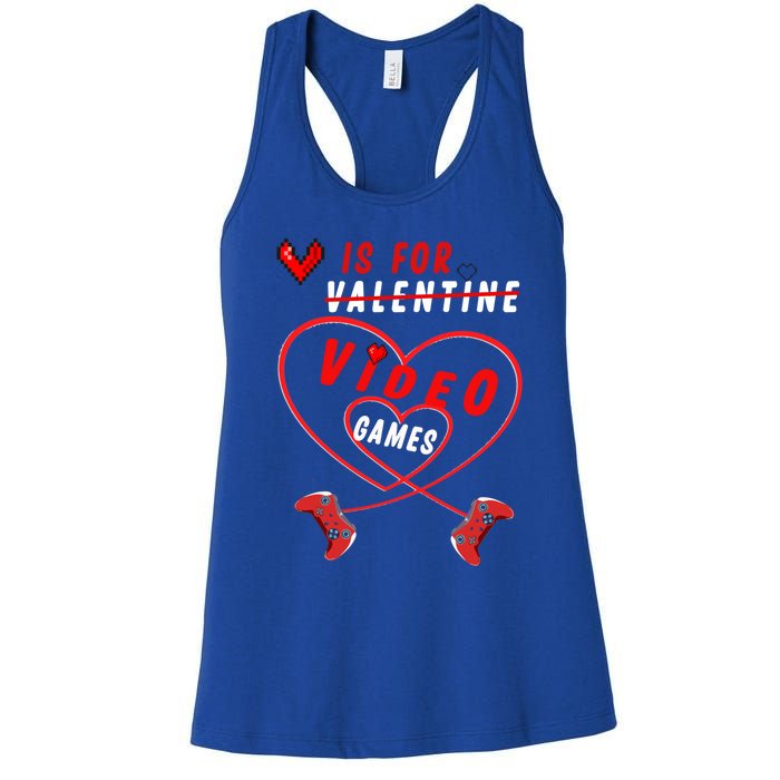 Funny Gamers Gift V Is For Video Games For Valentines Day Cute Gift Women's Racerback Tank