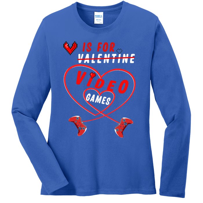 Funny Gamers Gift V Is For Video Games For Valentines Day Cute Gift Ladies Long Sleeve Shirt