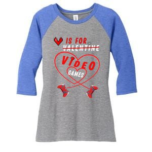 Funny Gamers Gift V Is For Video Games For Valentines Day Cute Gift Women's Tri-Blend 3/4-Sleeve Raglan Shirt