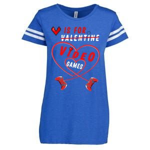 Funny Gamers Gift V Is For Video Games For Valentines Day Cute Gift Enza Ladies Jersey Football T-Shirt