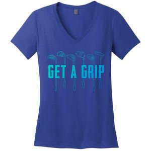 Funny Golfer Golfing Golf Get A Grip Golf Gift Women's V-Neck T-Shirt